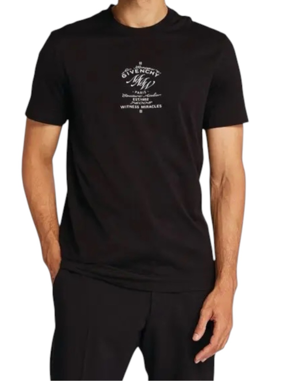 Givenchy Men's MMW Crest Logo Luxury T-Shirt in Black- Medium